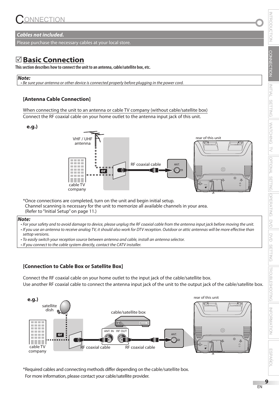 Onnection, Basic connection | Philips Magnavox CD130MW8 User Manual | Page 9 / 90