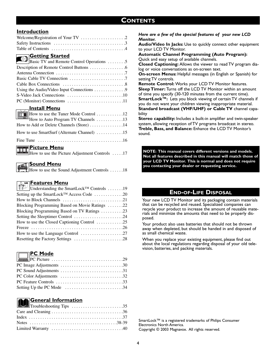 Philips Magnavox 15MF200V/37 User Manual | Page 4 / 40