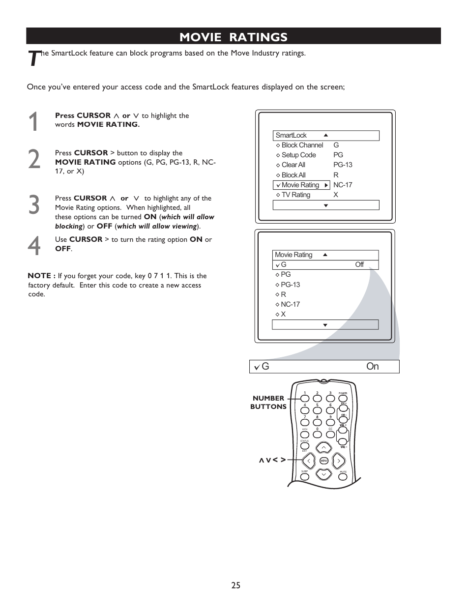 Movie ratings | Philips Magnavox 20MT4405 User Manual | Page 25 / 34