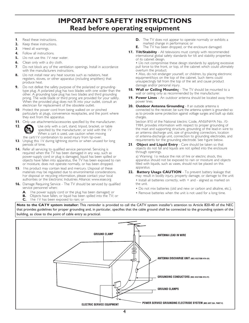 Philips Magnavox 20MT4405 User Manual | Page 4 / 34