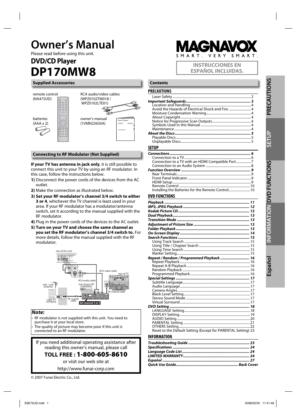 Philips Magnavox DP170MW8 User Manual | 28 pages