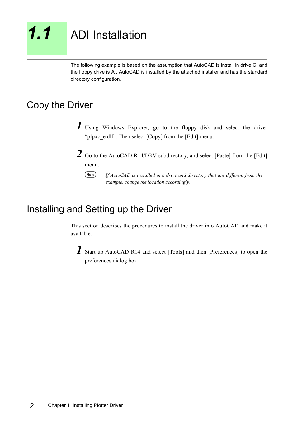 1 adi installation, Copy the driver, Installing and setting up the driver | Adi installation | Philips Magnavox 701P41586 User Manual | Page 10 / 22