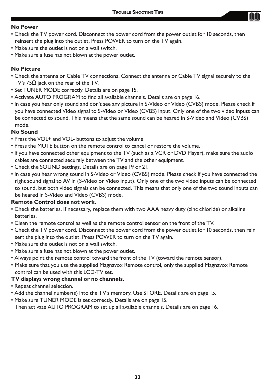 Philips Magnavox 15MF/20MF User Manual | Page 33 / 38