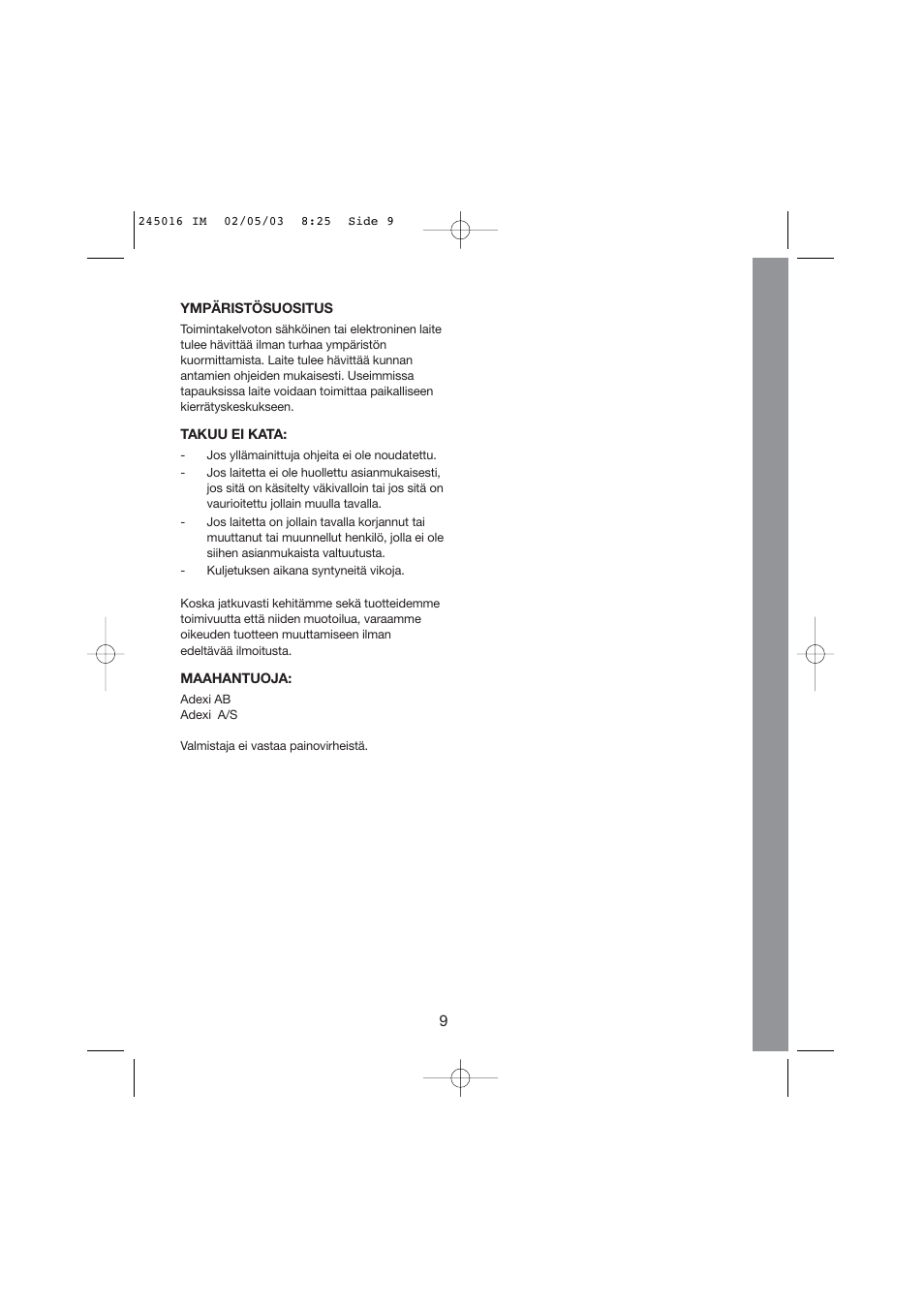 Melissa Black Series User Manual | Page 9 / 17