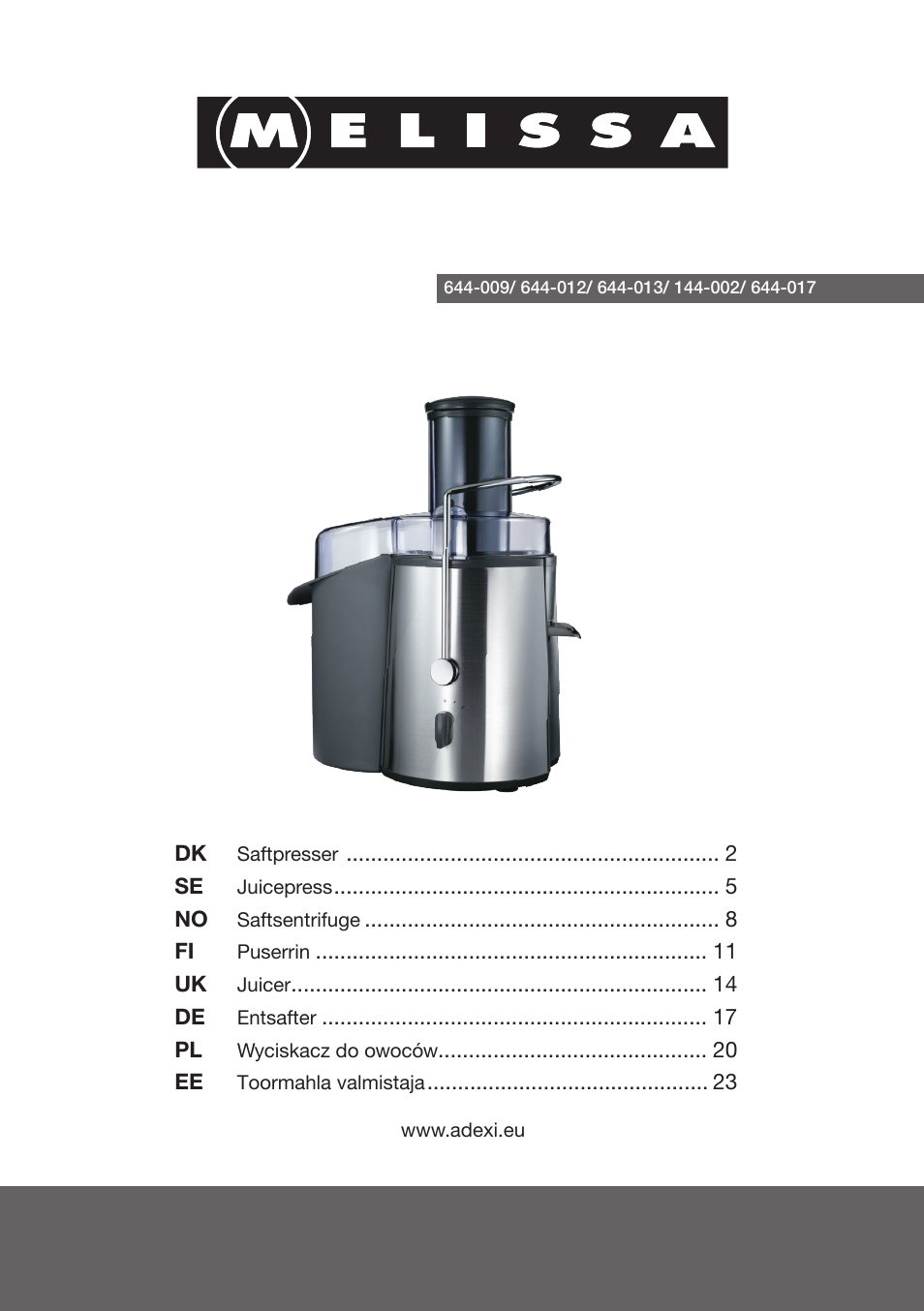 Melissa 644-017 User Manual | 26 pages