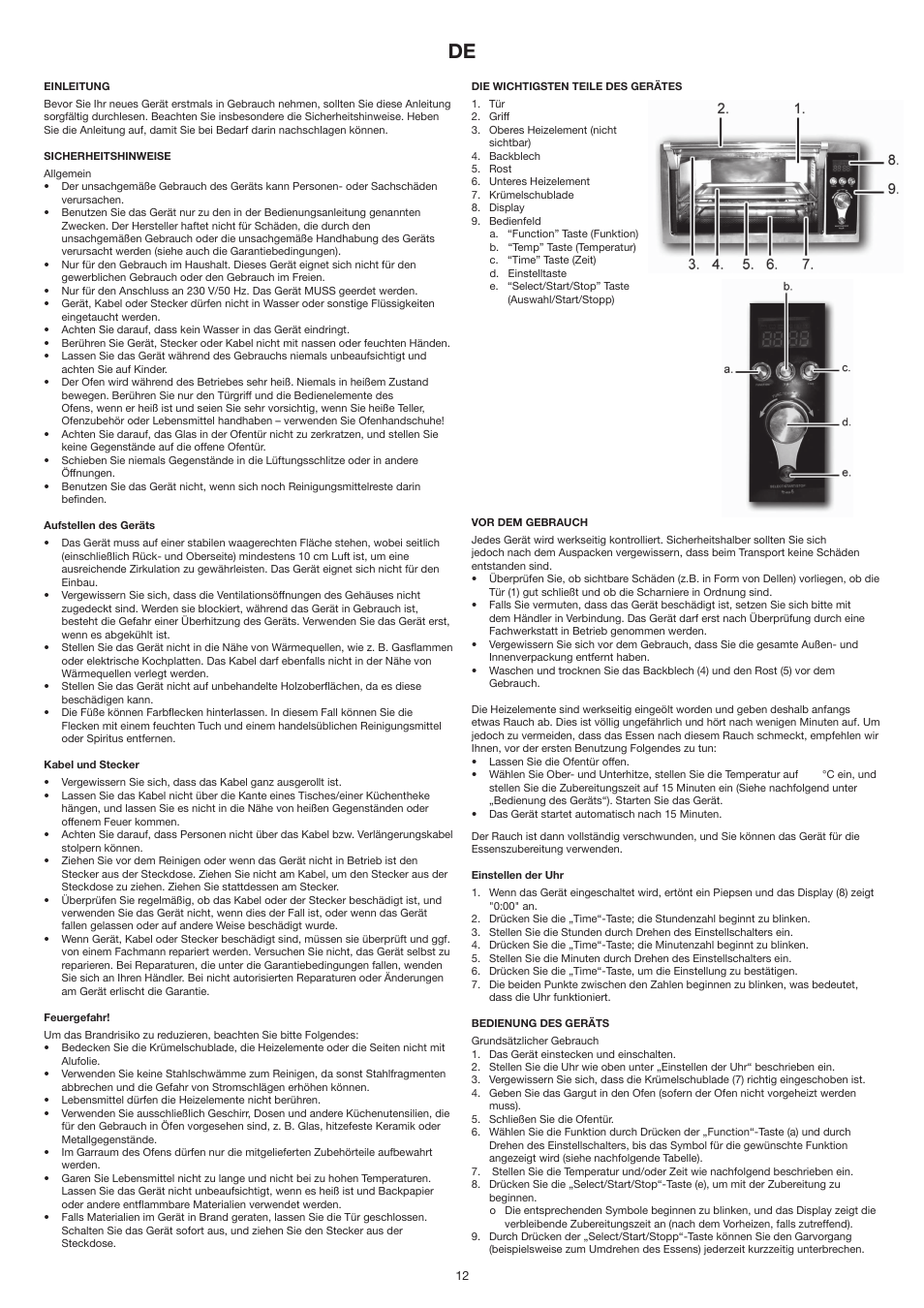 Melissa Mini Oven 251-008 User Manual | Page 12 / 18