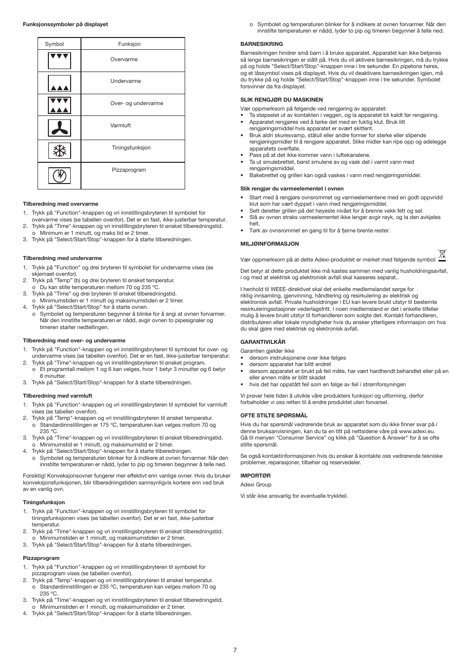 Melissa Mini Oven 251-008 User Manual | Page 7 / 18