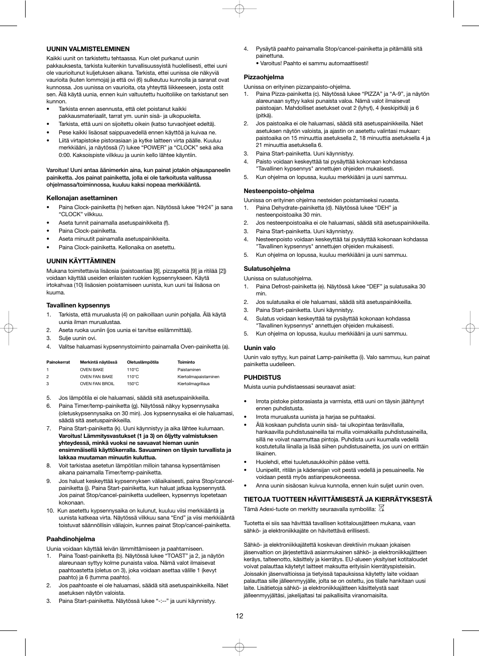 Melissa Digital Mini-Oven 251-005 User Manual | Page 12 / 25