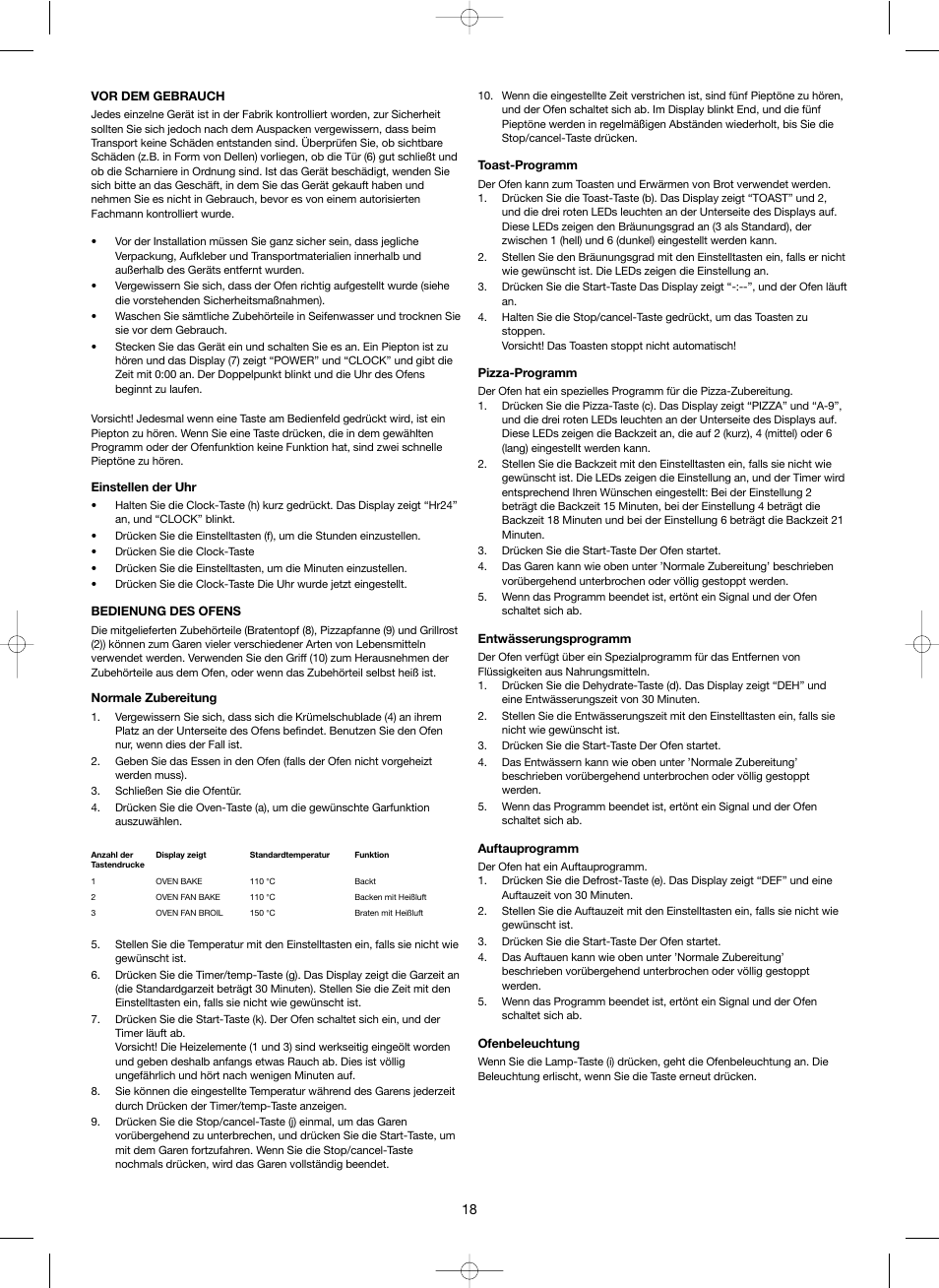 Melissa Digital Mini-Oven 251-005 User Manual | Page 18 / 25