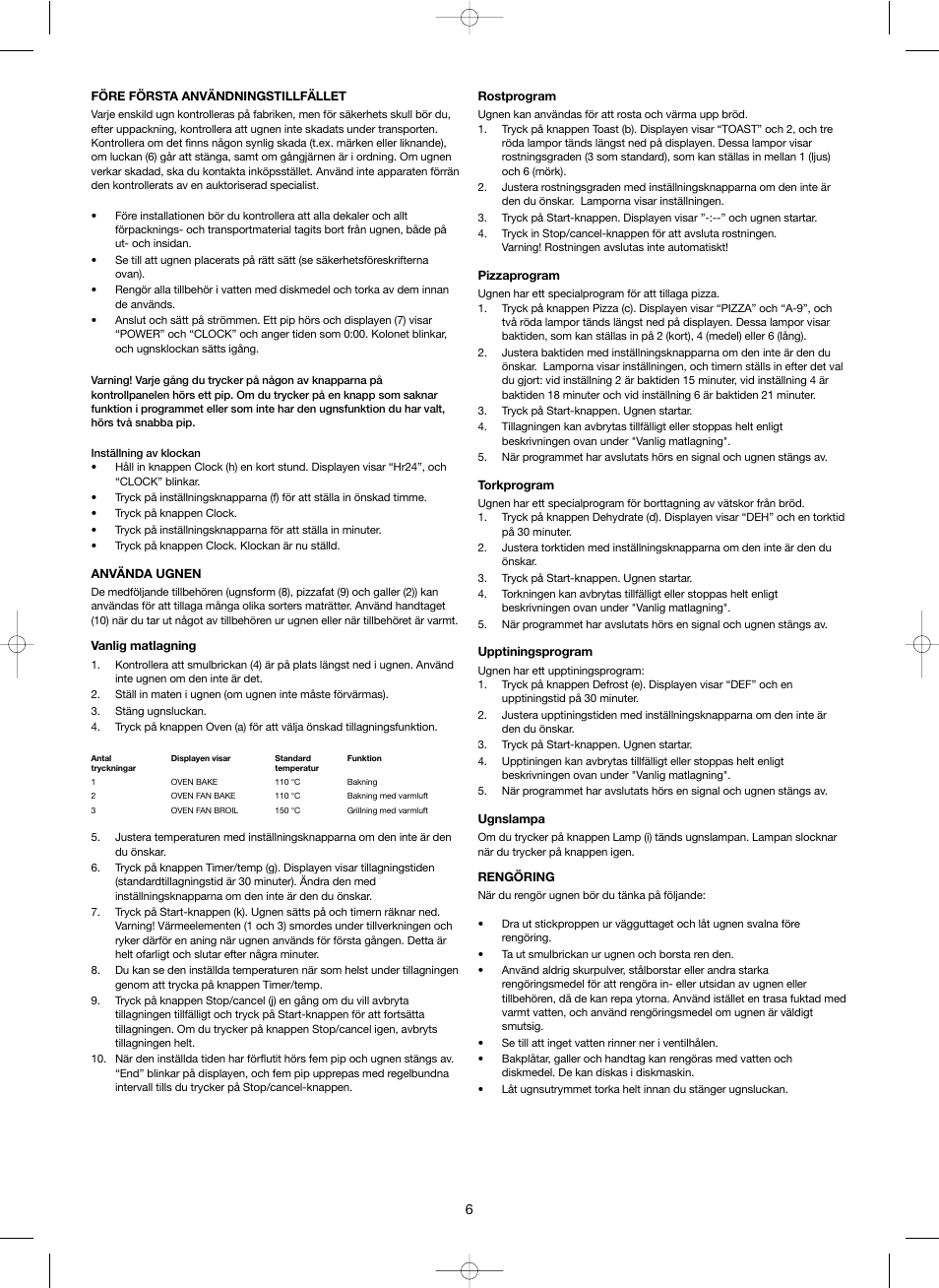 Melissa Digital Mini-Oven 251-005 User Manual | Page 6 / 25