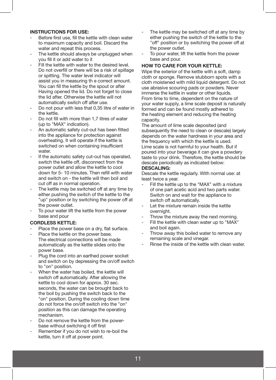 Melissa Hot Beverage Maker User Manual | Page 11 / 20