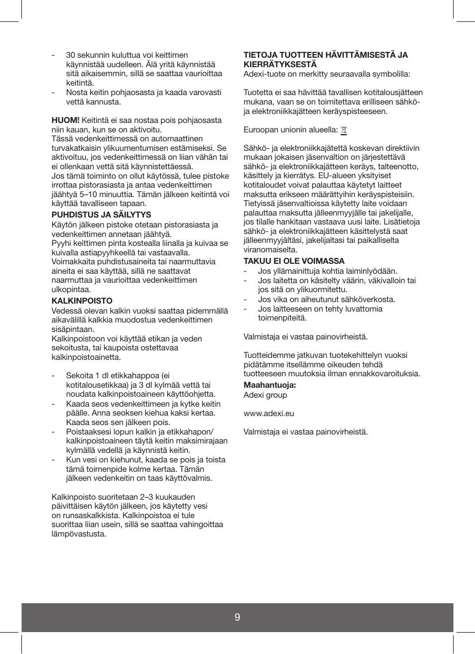 Melissa Hot Beverage Maker User Manual | Page 9 / 20