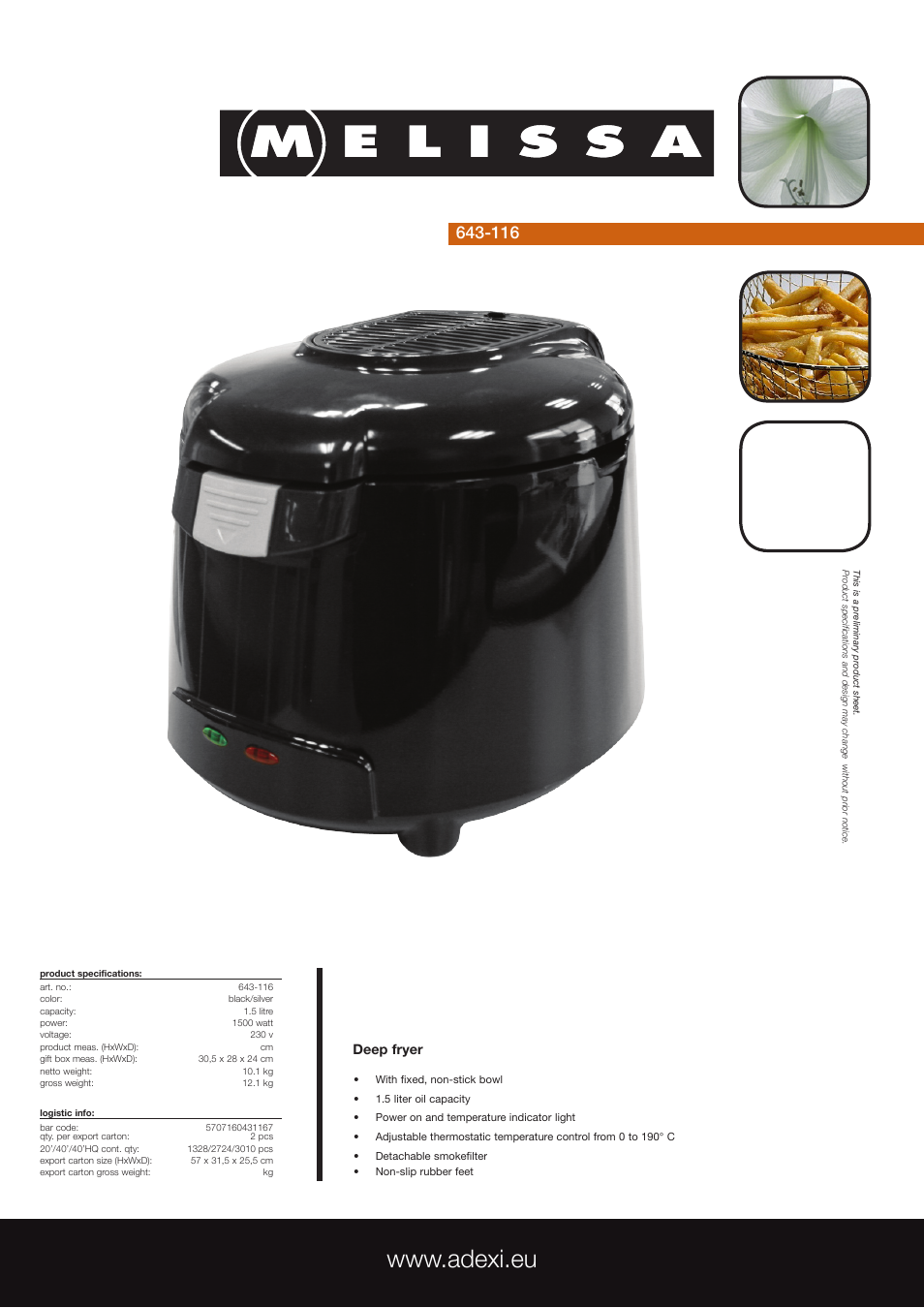 Melissa 643-116 User Manual | 1 page