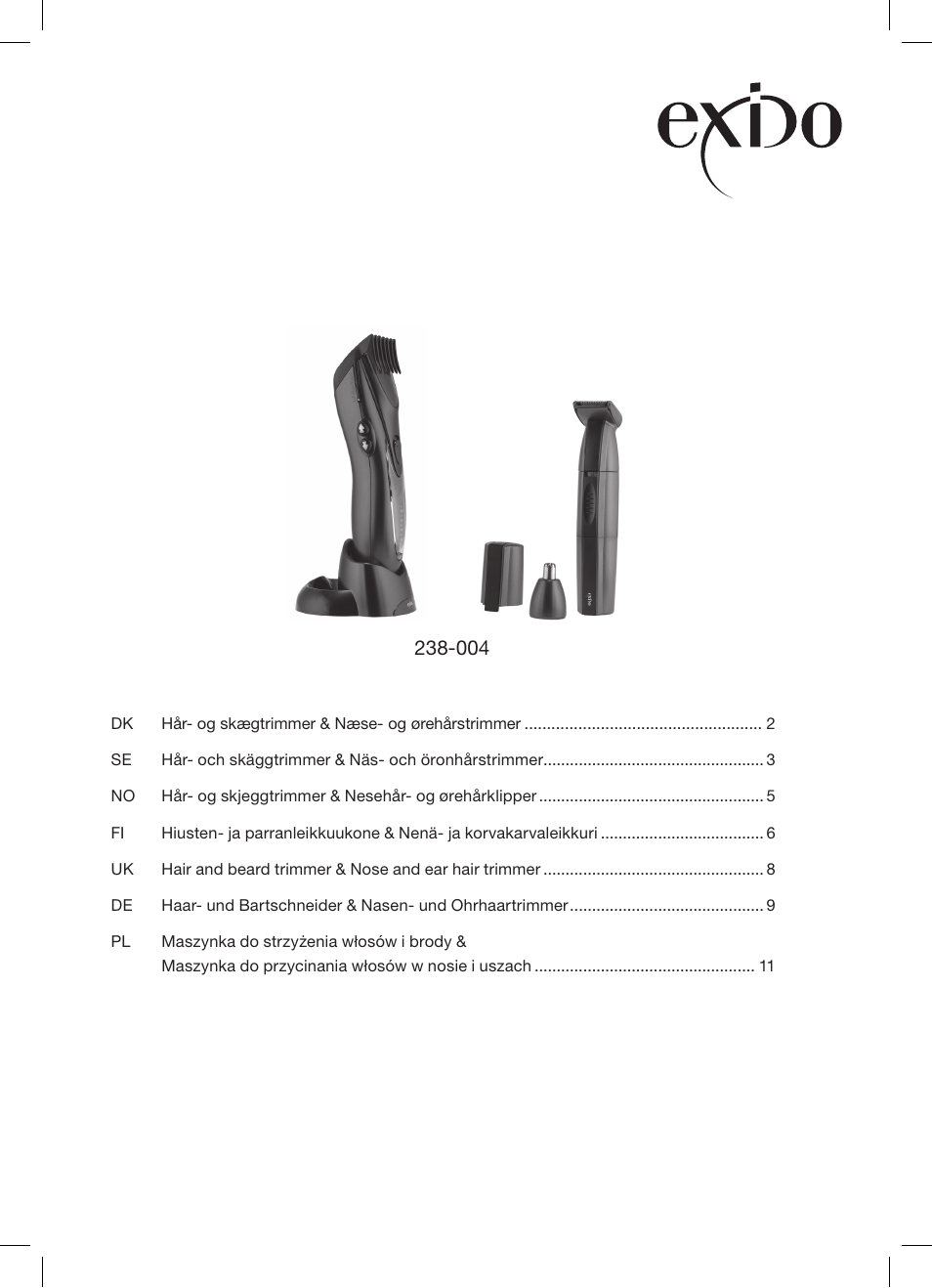 Melissa Hair and Beard Trimmer & Nose and Ear Hair Trimmer 238-004 User Manual | 12 pages