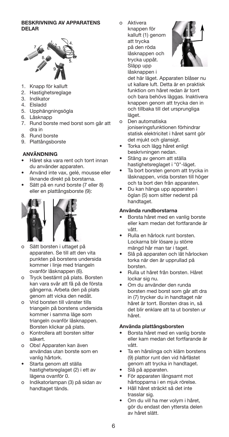 Melissa Hot Air Curler 235-010 User Manual | Page 6 / 24