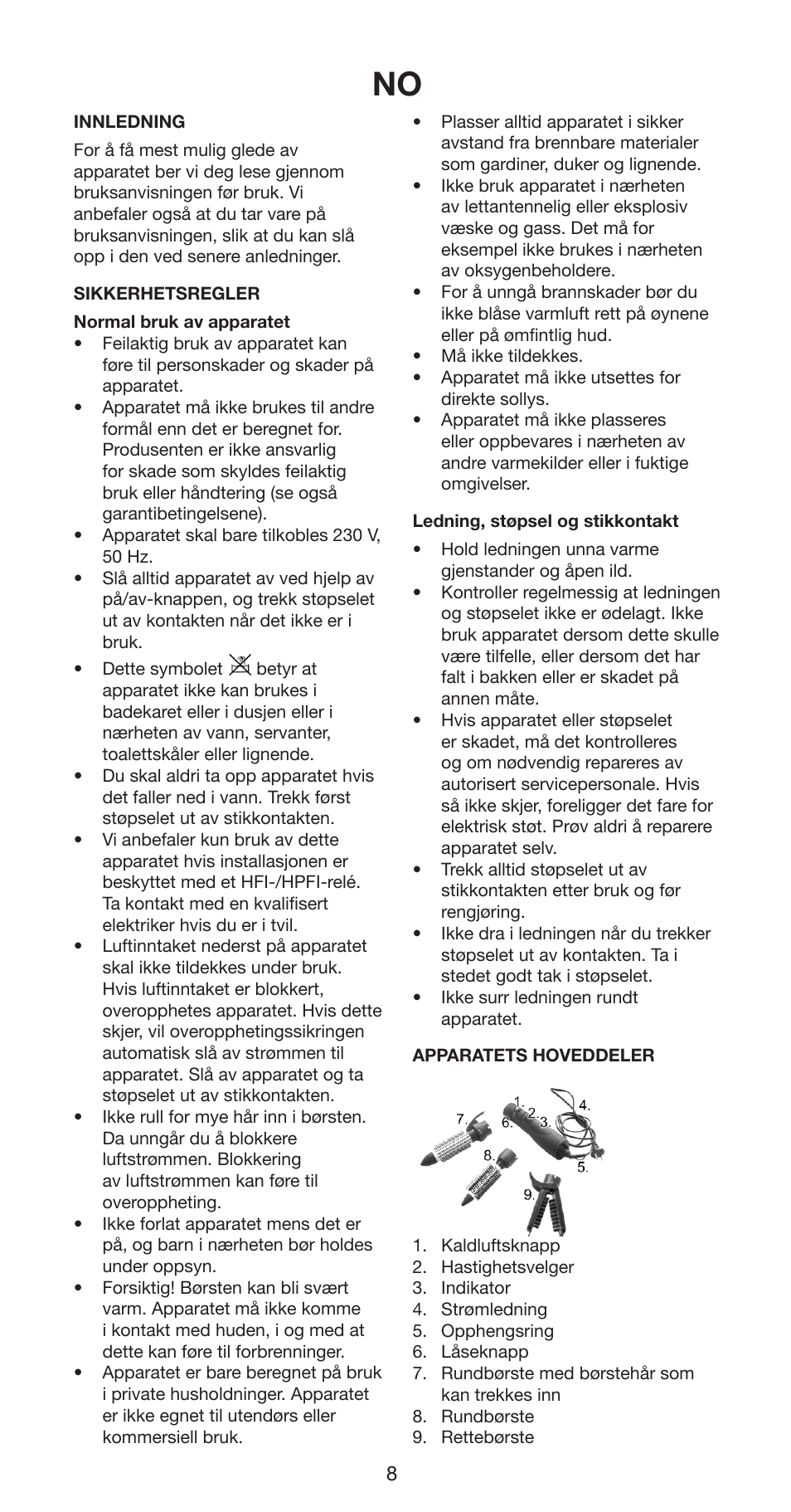 Melissa Hot Air Curler 235-010 User Manual | Page 8 / 24