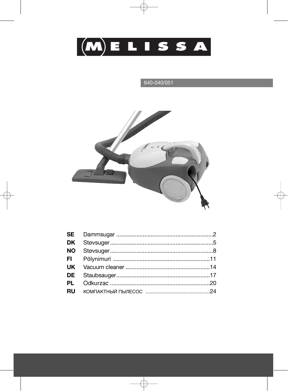 Melissa 640-040/051 User Manual | 27 pages