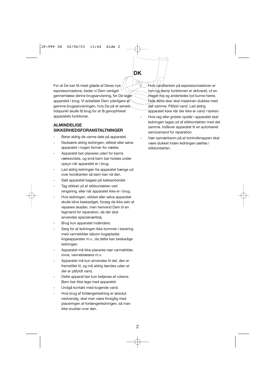 Melissa BAR Espresso & Cappucinomaker 245-017 User Manual | Page 2 / 9