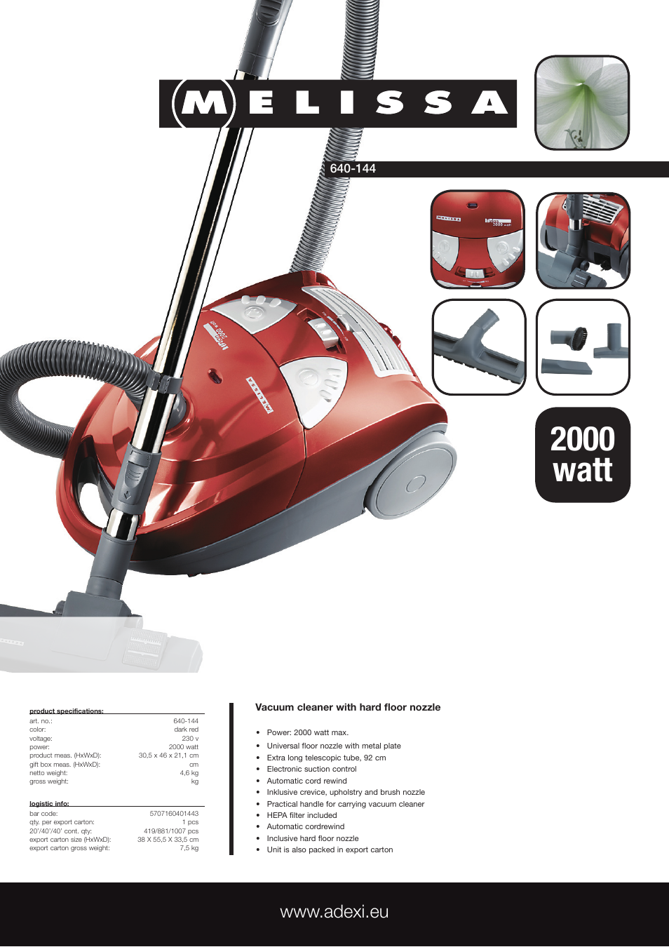 Melissa 640-144 User Manual | 1 page