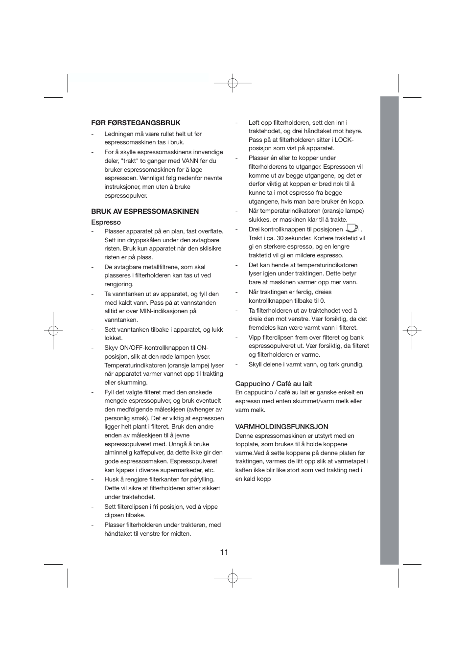 Melissa Espresso/Cappucino 245-007 User Manual | Page 11 / 33