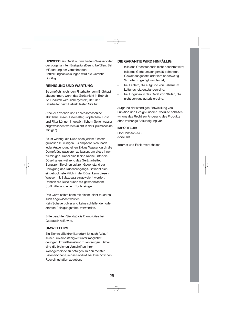Melissa Espresso/Cappucino 245-007 User Manual | Page 25 / 33