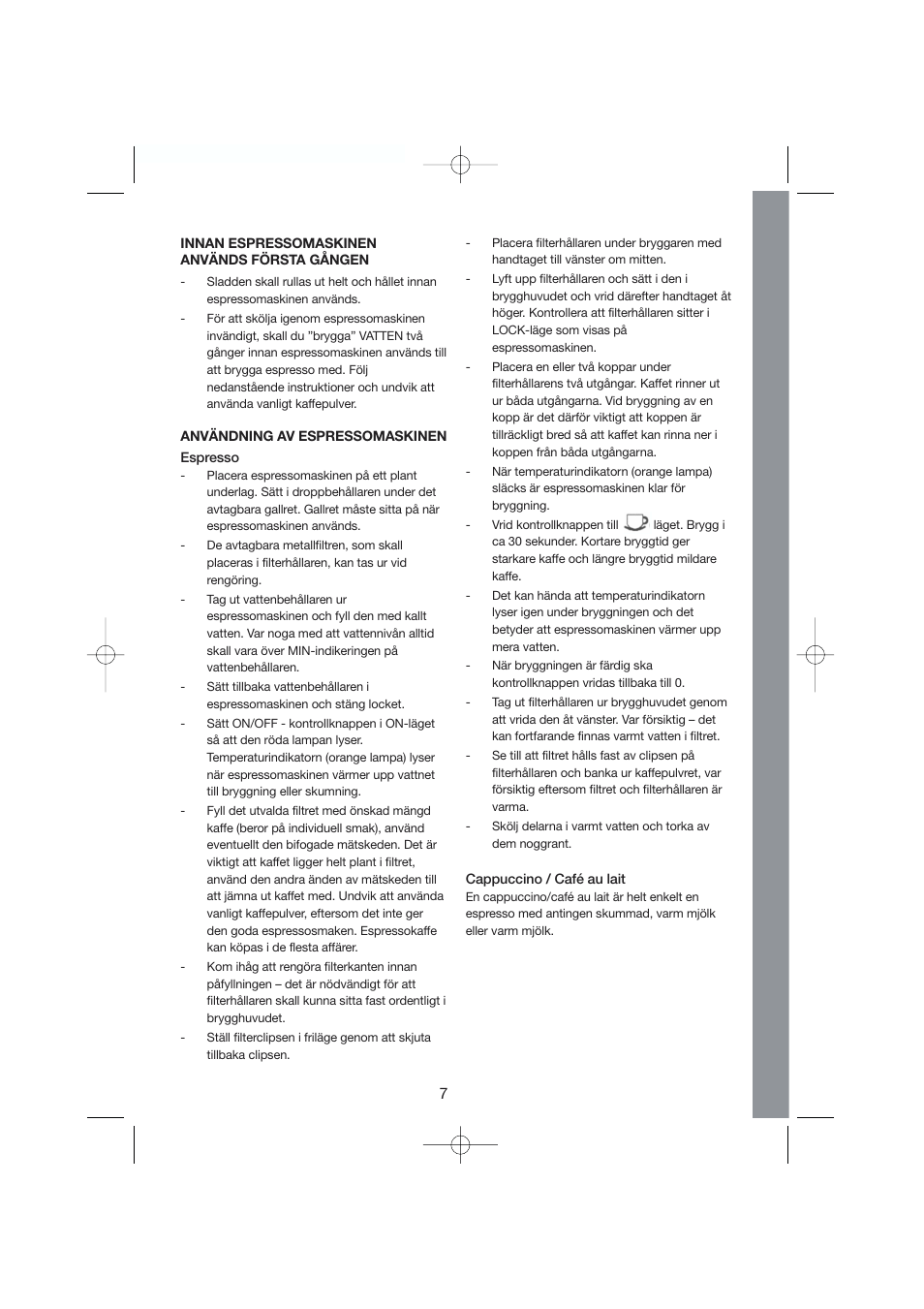 Melissa Espresso/Cappucino 245-007 User Manual | Page 7 / 33