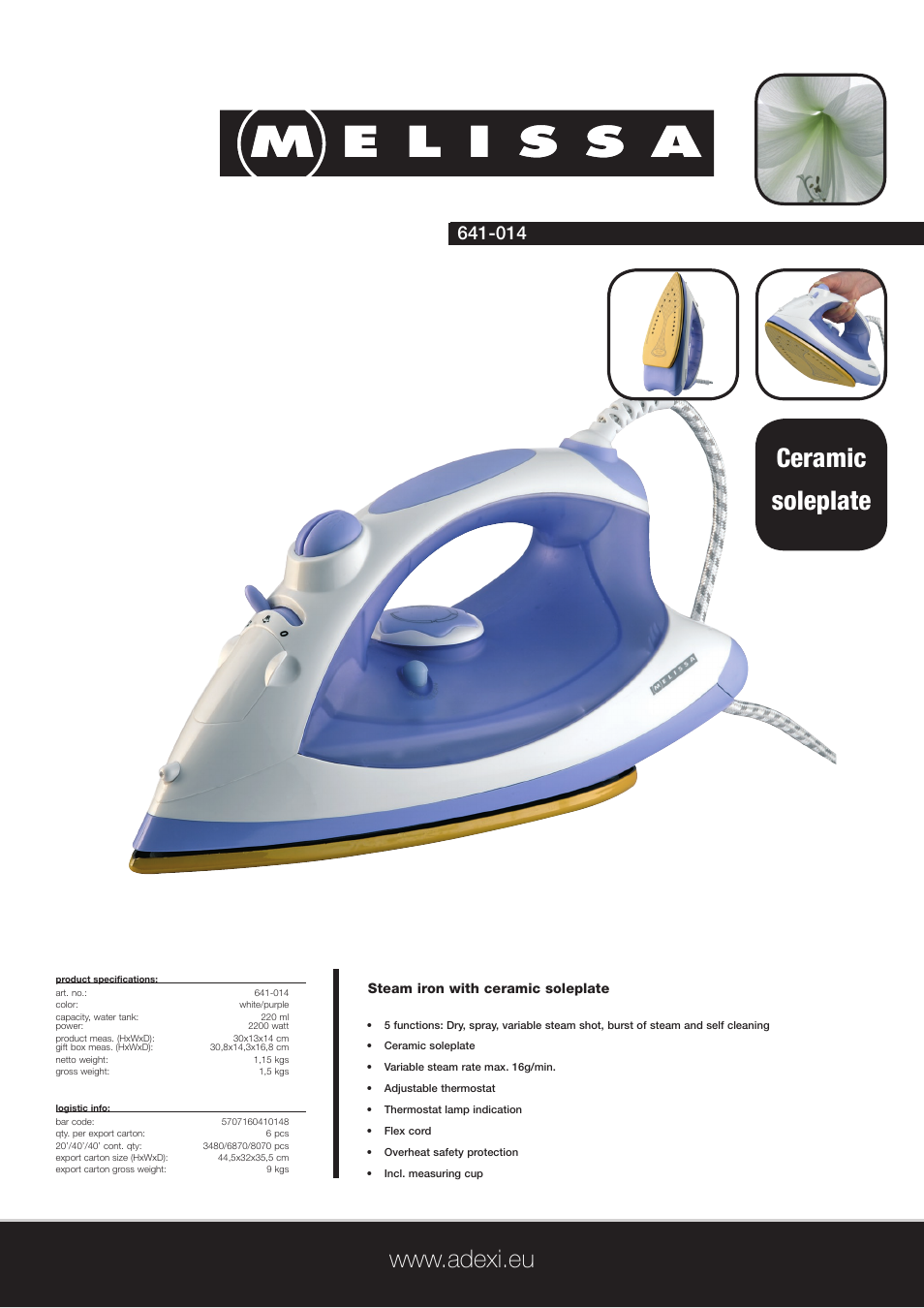 Melissa 641-014 User Manual | 1 page