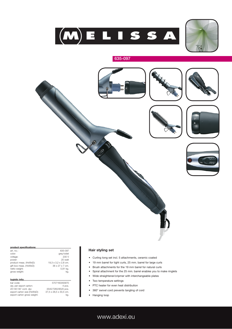 Melissa Hair Styling Set 635-097 User Manual | 1 page