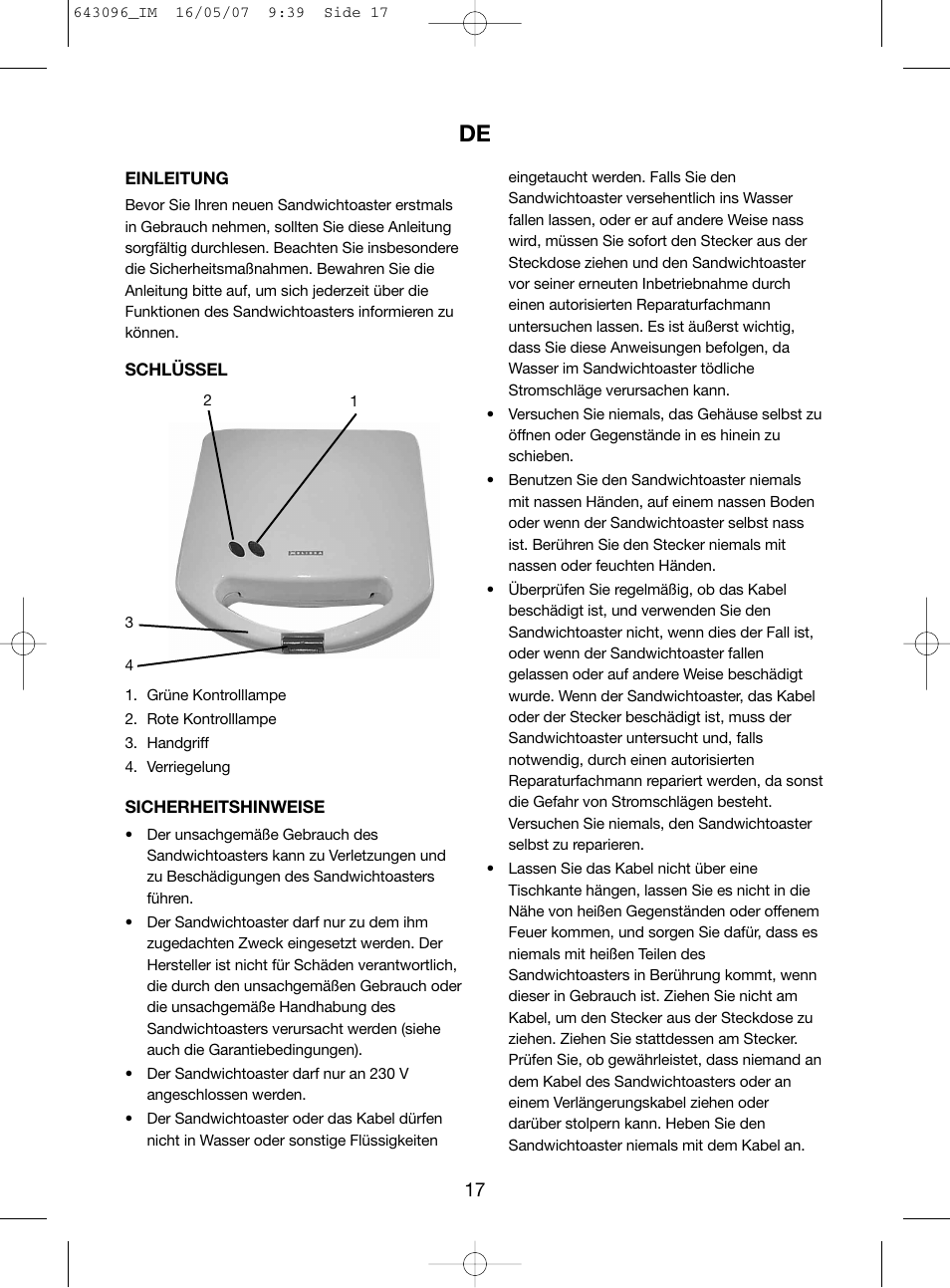 Melissa 643-096/106 User Manual | Page 17 / 26