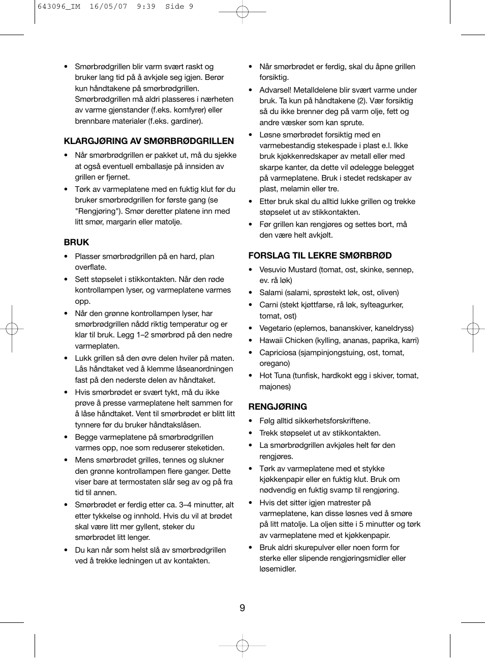 Melissa 643-096/106 User Manual | Page 9 / 26