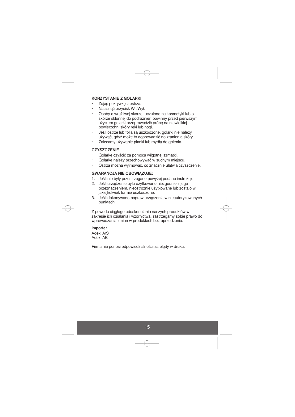 Melissa Wet and Dry Rechargeable Ladyshaver 638-018 User Manual | Page 15 / 17