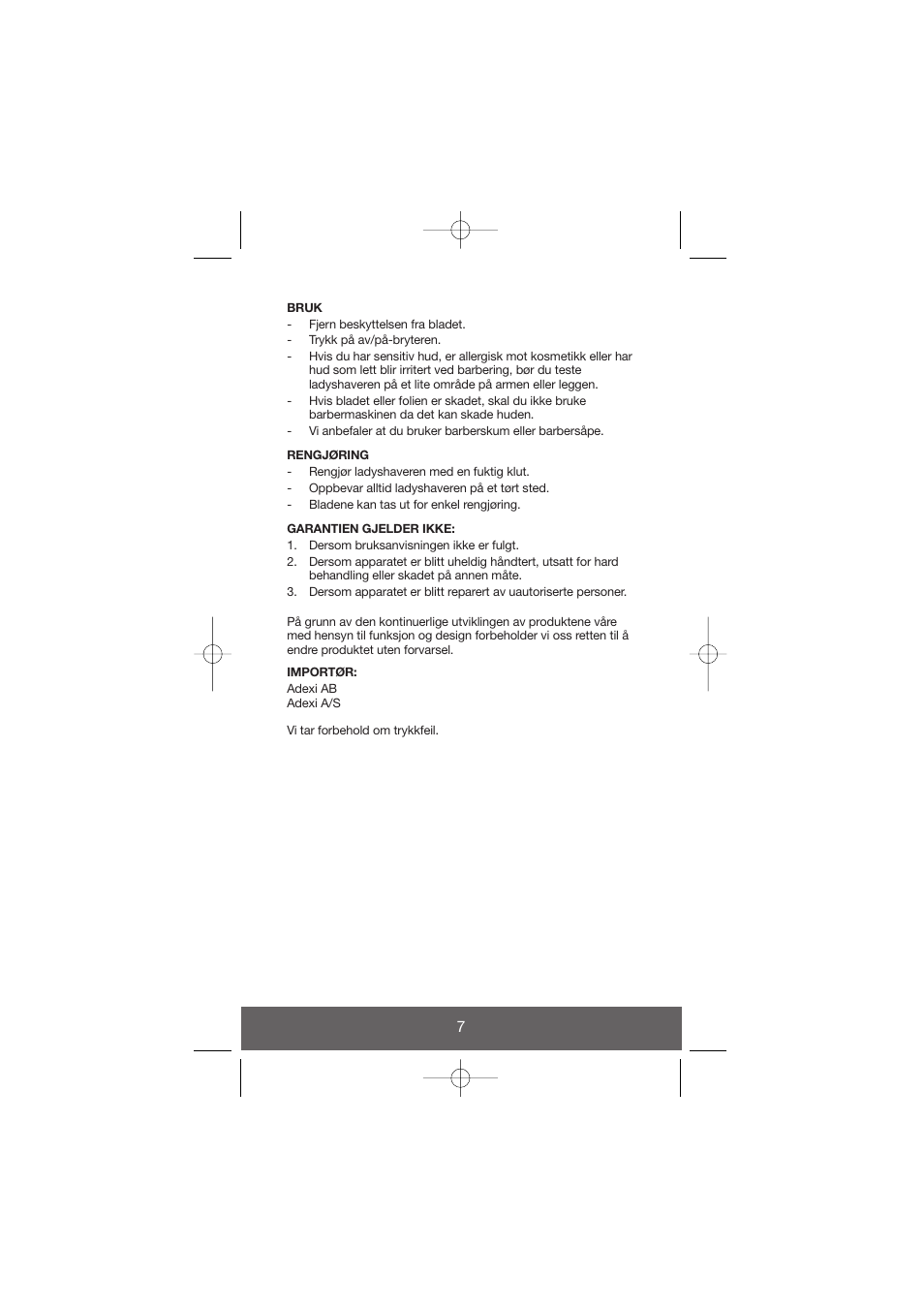 Melissa Wet and Dry Rechargeable Ladyshaver 638-018 User Manual | Page 7 / 17