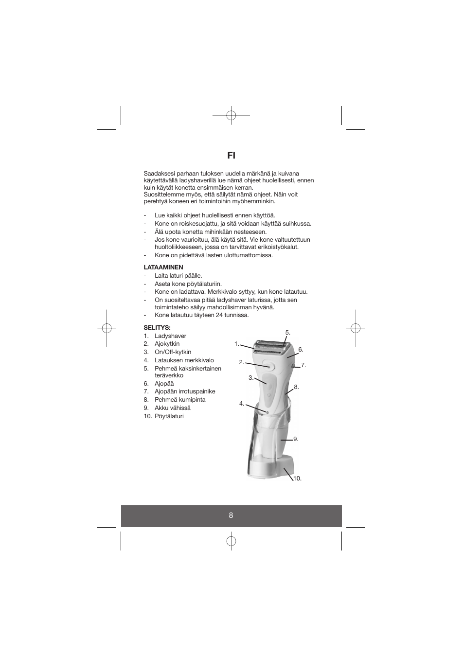 Melissa Wet and Dry Rechargeable Ladyshaver 638-018 User Manual | Page 8 / 17