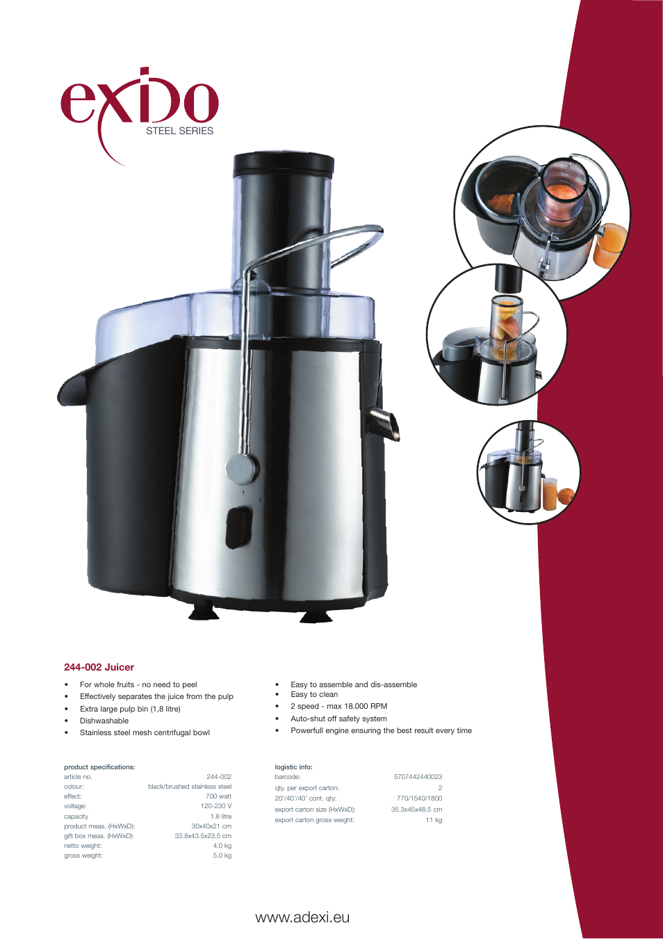 Melissa 244002 User Manual | 1 page