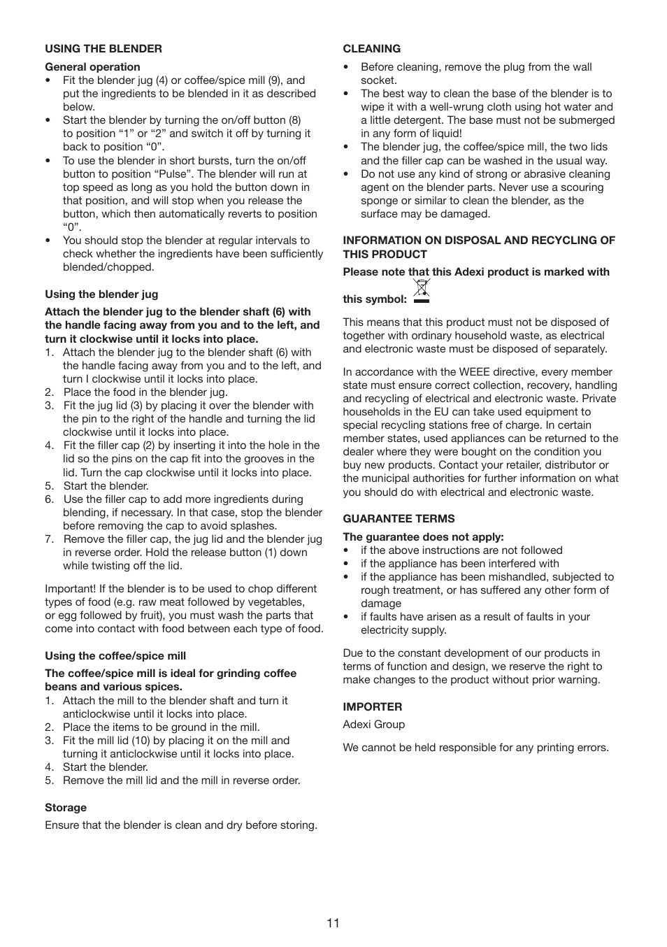 Melissa 646-051 User Manual | Page 11 / 18