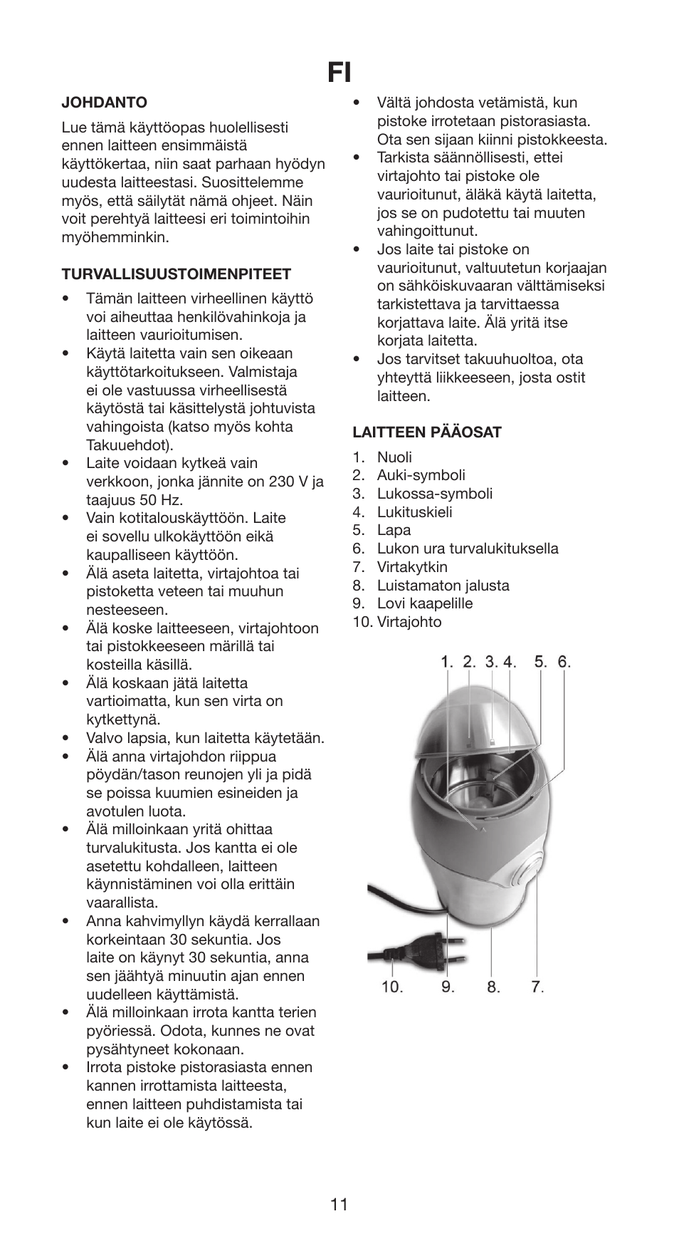 Melissa Coffee Grinder 745-95 User Manual | Page 11 / 23