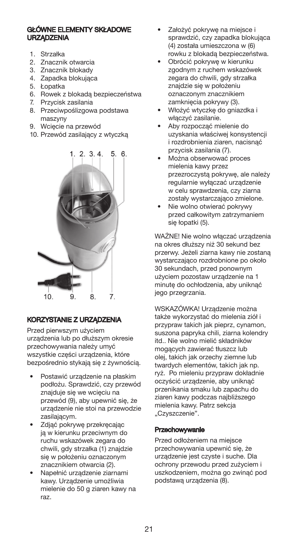 Melissa Coffee Grinder 745-95 User Manual | Page 21 / 23