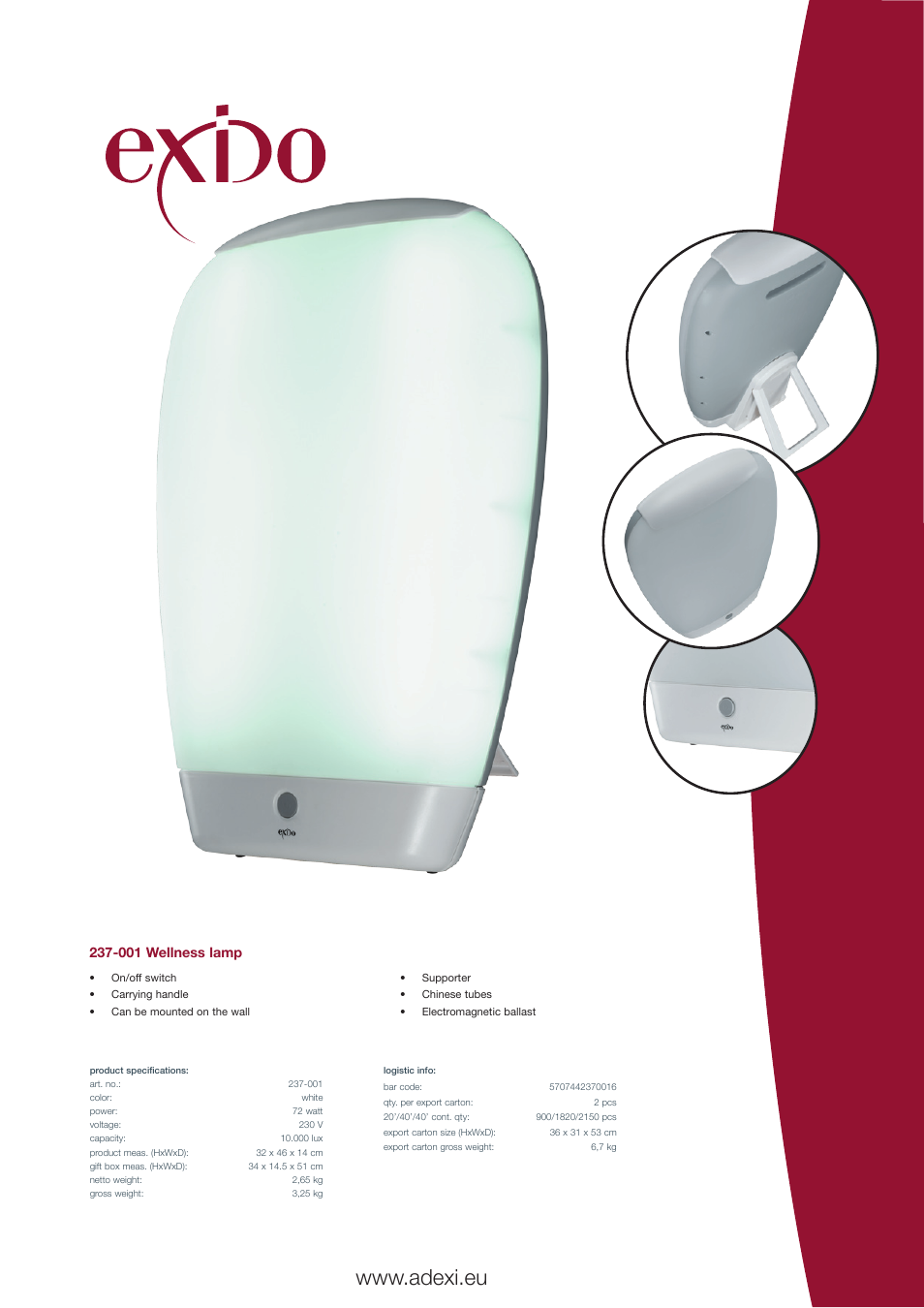 Melissa Wellness Lamp 237-001 User Manual | 1 page