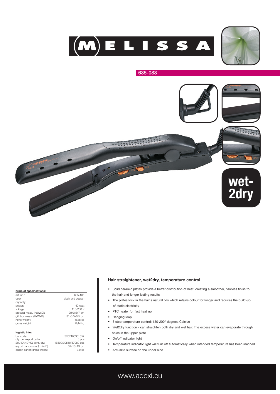 Melissa Hair Straightener User Manual | 1 page