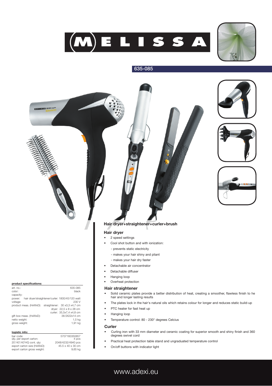 Melissa 635-085 User Manual | 1 page