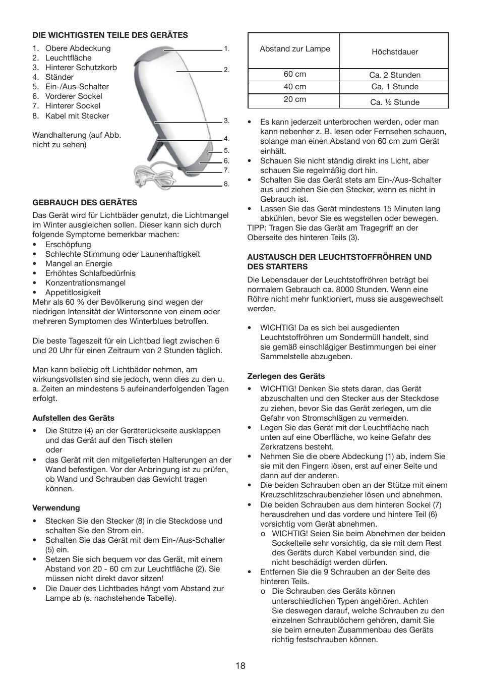 Melissa Daylight Lamp 637-006 User Manual | Page 18 / 25