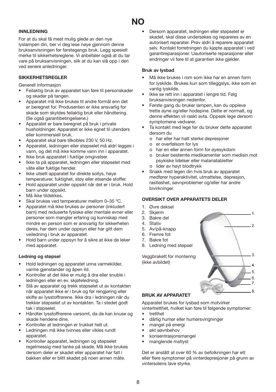 Melissa Daylight Lamp 637-006 User Manual | Page 8 / 25