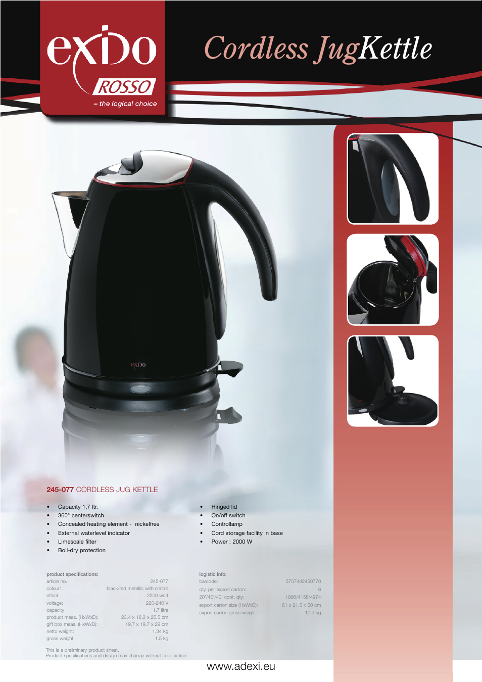 Melissa Cordless Jug Kettle 245-077 User Manual | 1 page