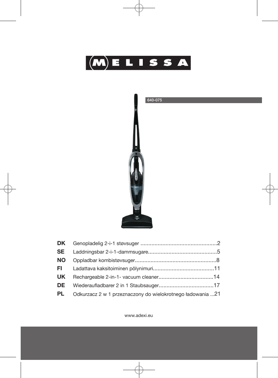 Melissa 640-075 User Manual | 25 pages