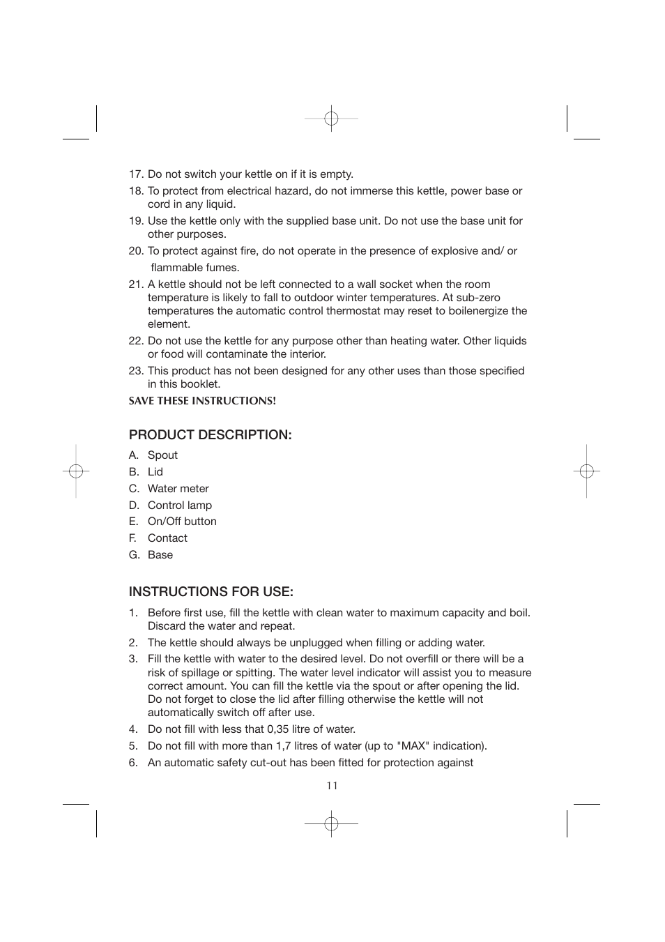 Melissa Cordless Jug Kettle WK-222 User Manual | Page 11 / 29
