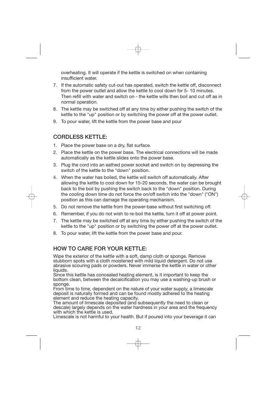 Melissa Cordless Jug Kettle WK-222 User Manual | Page 12 / 29