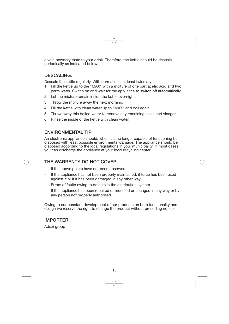 Melissa Cordless Jug Kettle WK-222 User Manual | Page 13 / 29