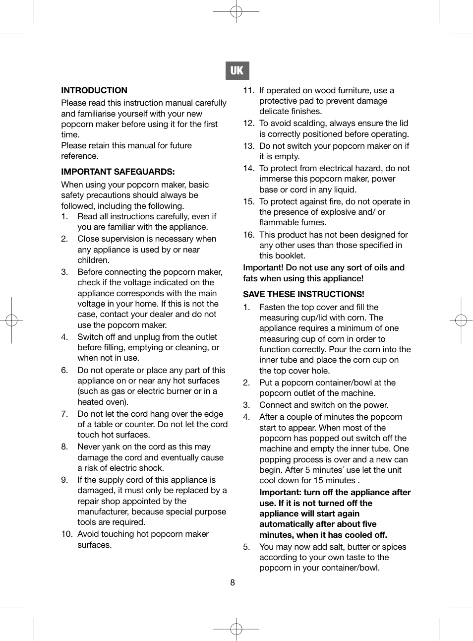 Melissa Popcorn Make 743-038 User Manual | Page 8 / 13