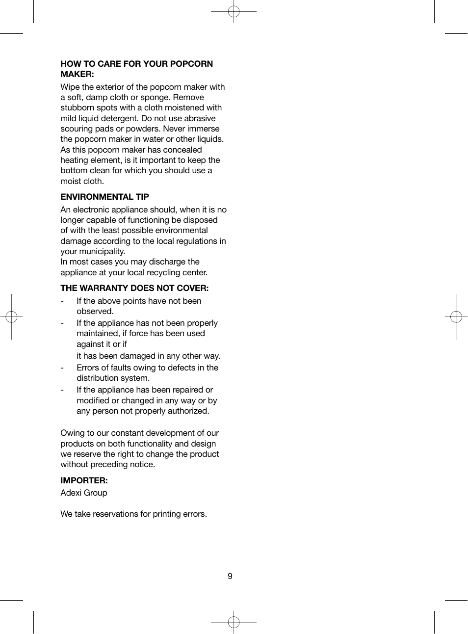 Melissa Popcorn Make 743-038 User Manual | Page 9 / 13