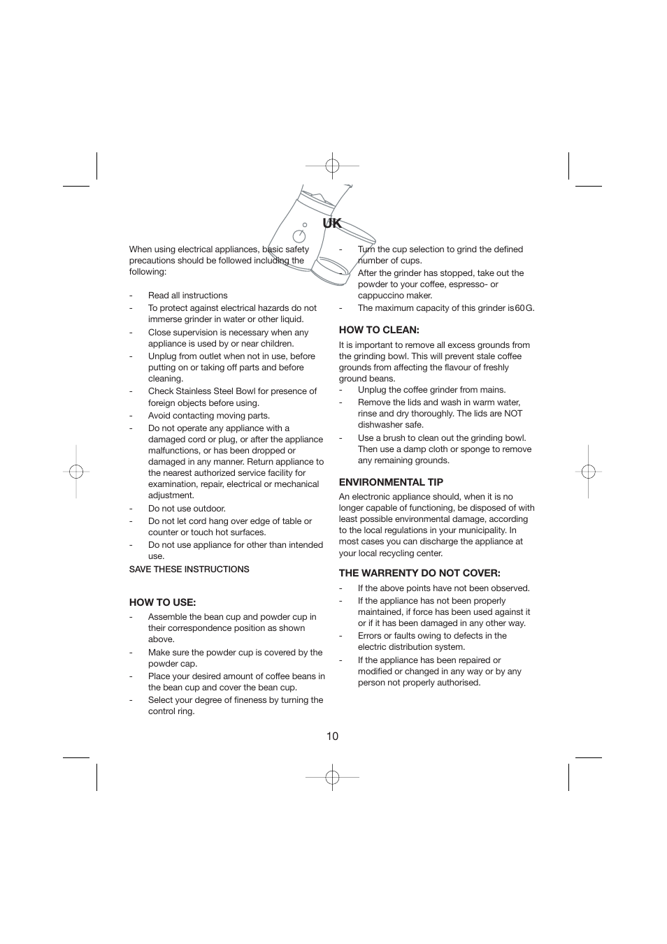 Melissa Coffeegrinder 245-024 User Manual | Page 10 / 17